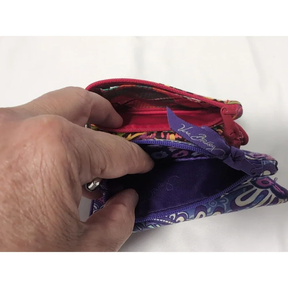 VERA BRADLEY Lot of 2 KEYCHAIN ID CARD HOLDER PURPLE RED - Picture 6 of 16